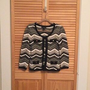 Chico's Black and White Chevron Cardigan
